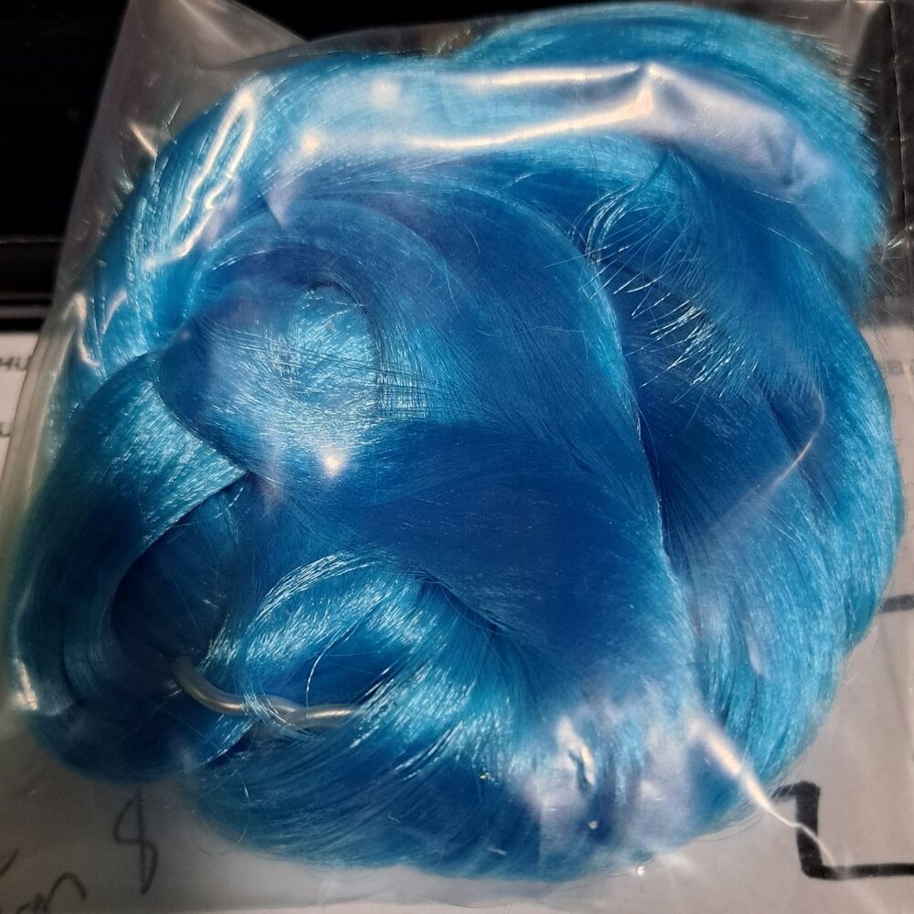 bright blue straight hair to rehair a doll or my little pony toy with